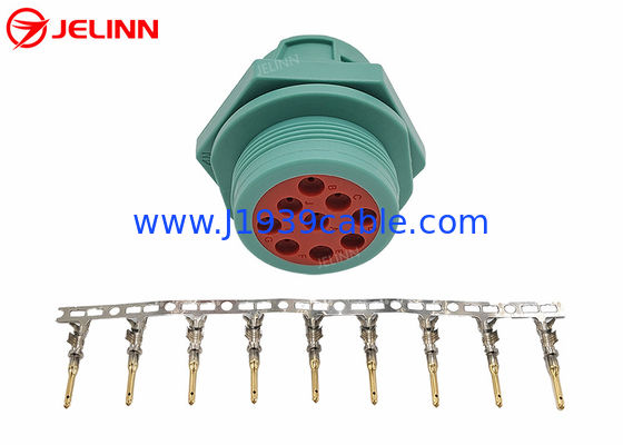 Green Threaded Type 2 Deutsch 9 Pin J1939 Male Plug Connector with 9 Pins