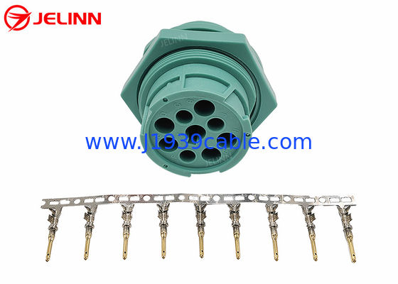 Green Threaded Type 2 Deutsch 9 Pin J1939 Male Plug Connector with 9 Pins