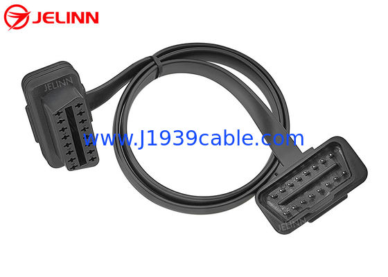 OBD2 OBDII 16-Pin J1962 Right Angle Male to Female Extension Flat Cable