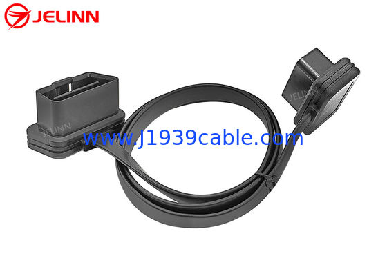 OBD2 OBDII 16-Pin J1962 Right Angle Male to Female Extension Flat Cable