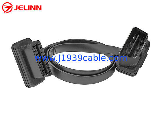 Мужчина OBD2 OBDII 16-Pin J1962 прямоугольный к кабелю женского расширения плоскому